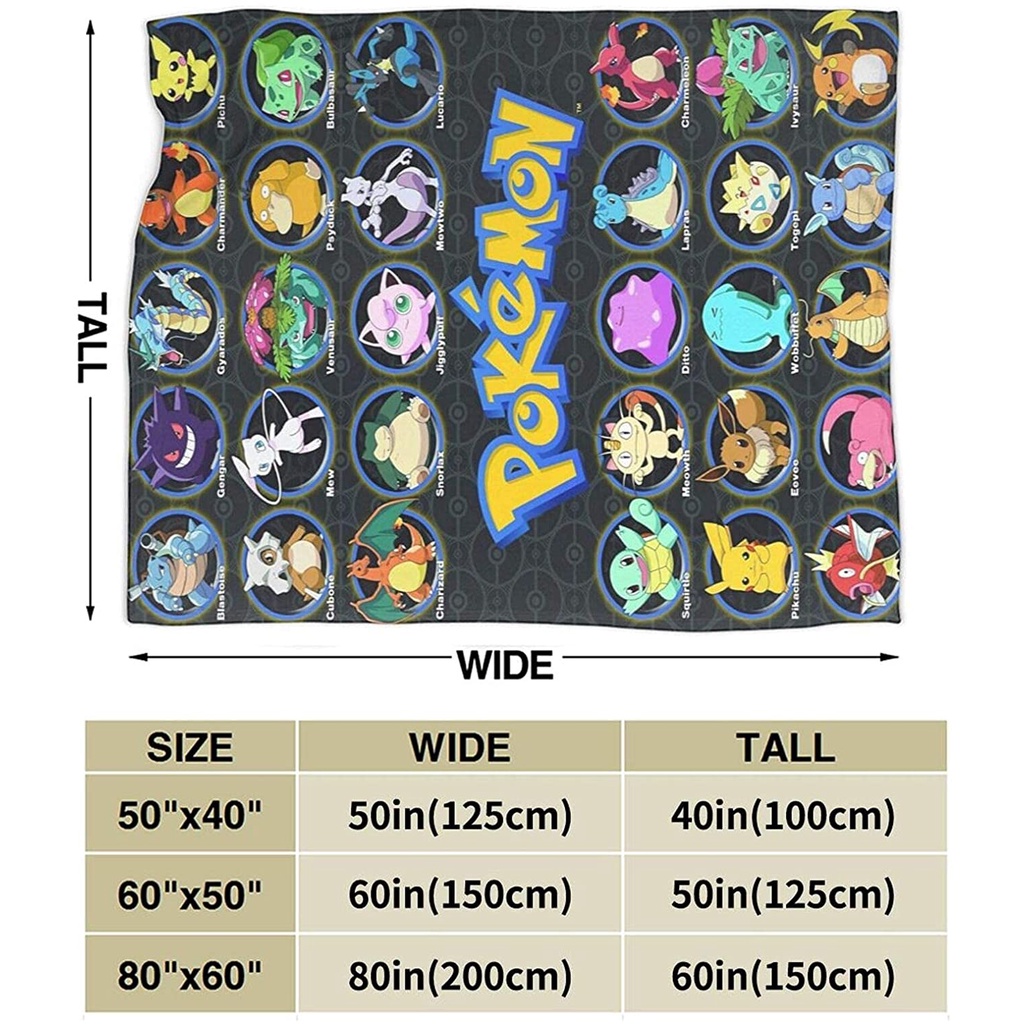 Chăn Bông Hình Pokemon Cỡ Lớn Cho Người Lớn Và Trẻ Em