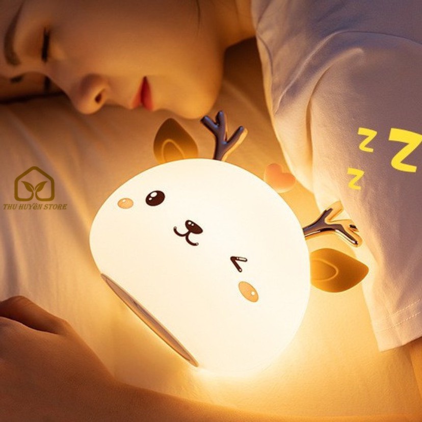 💖 Đèn Ngủ Silicon Hình Dáng Tuần Lộc Dễ Thương Có Điều Khiển Từ Xa - Đèn Decor Trang Trí Thay Đổi 20 Màu Sáng Liên Tục 💖