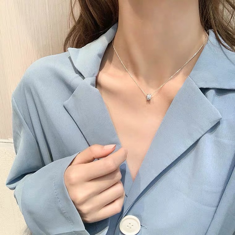 Dây chuyền, vòng cổ mặt bánh xe tròn đính đá NL019 desol.accessories