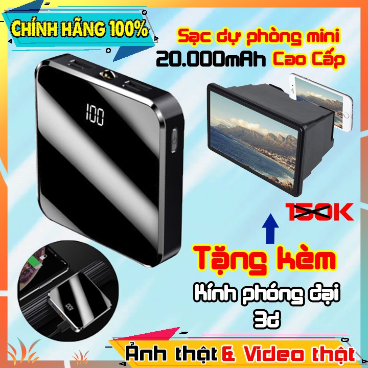 COMBO SẠC DỰ PHÒNG MINI CAO CẤP +  KÍNH PHÓNG ĐẠI 3D | ẢNH VÀ VIDEO THẬT SHOP TỰ QUAY | sạc dự phòng