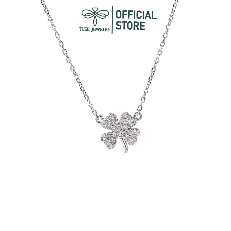 Dây chuyền bạc nữ TLEE mẫu cỏ bốn lá đính đá nhỏ mini nữ tính TleeJewelry D0186