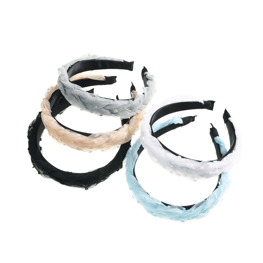 Băng Đô Cài Tóc Dạng Thắt Bím Phối Ren Lưới Thiết Kế Mới Phong Cách Hàn Quốc Dành Cho Nữ