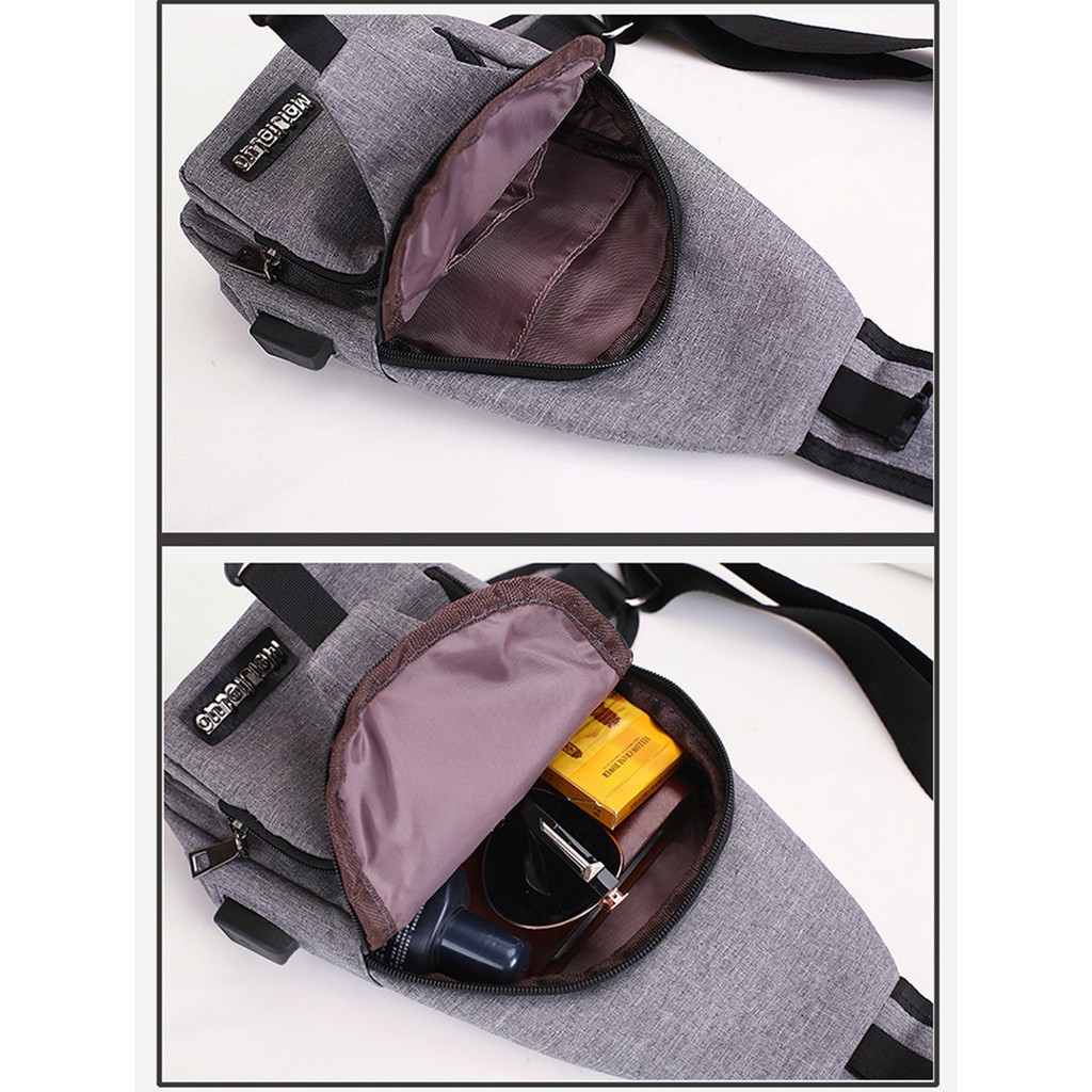Túi vải đeo ngực nam kèm dây cắm USB | BigBuy360 - bigbuy360.vn