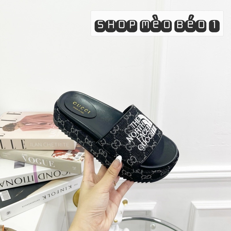 Dép gc quai ngang đế cao hoạ tiết fullbox