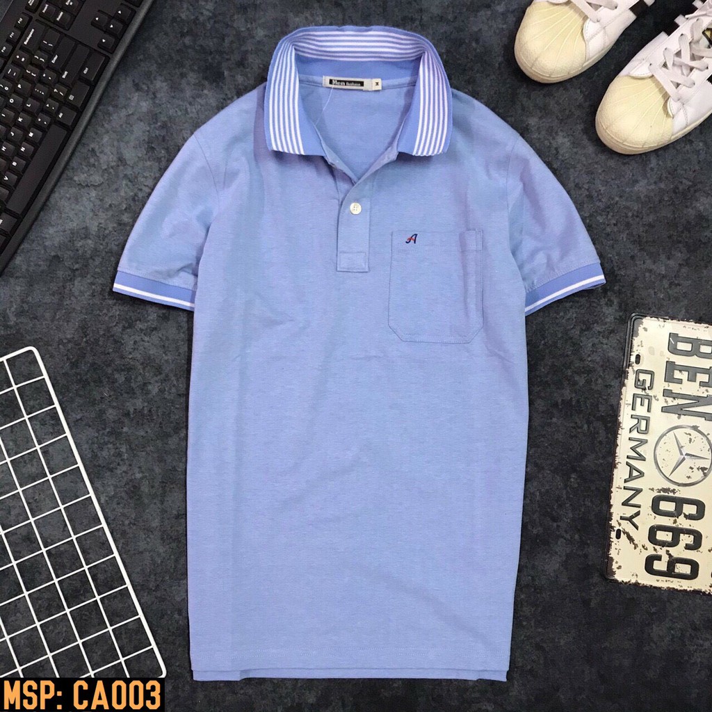Áo thun nam trung niên kiểu dáng phối túi CA956 - Chất liệu cotton 100% mềm mịn, co giãn tốt - Form áo thoải mái.