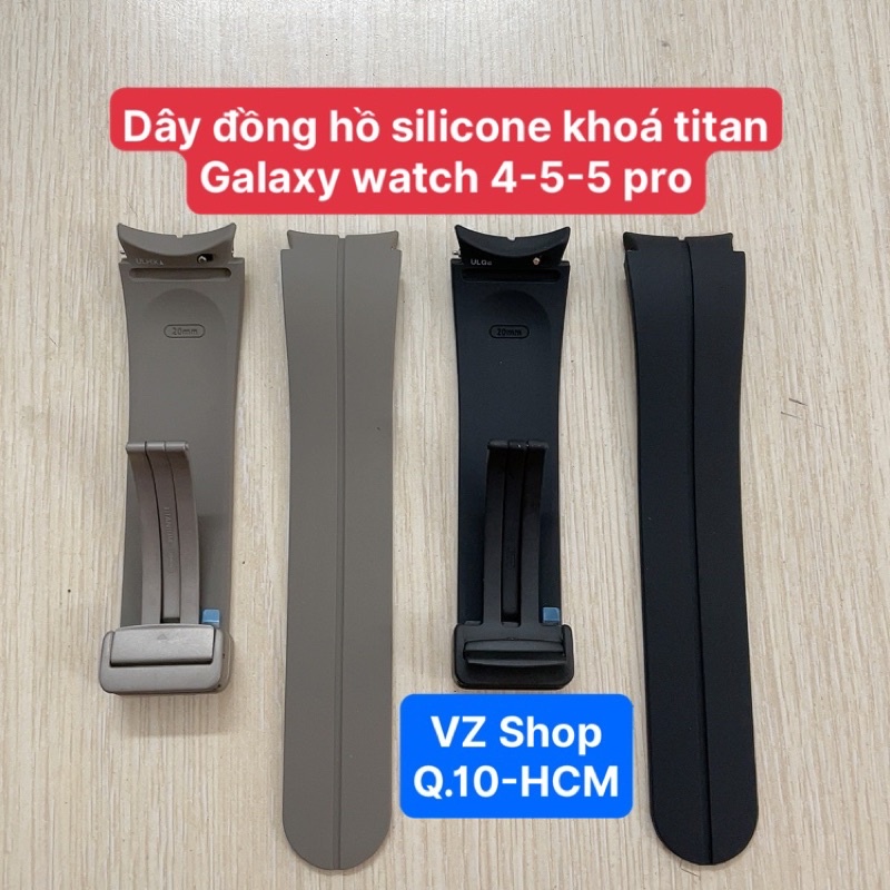 Chính hãng-không hộp-Dây silicone khoá titan thay thế cho đồng hồ Galaxy watch 4-4 Classic-5-5 Pro