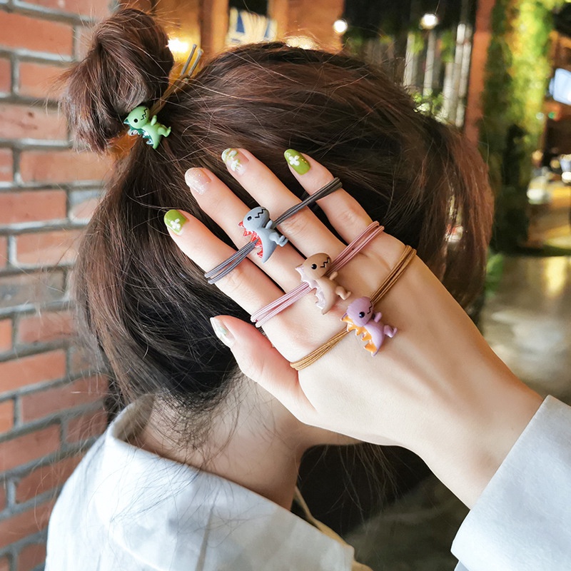 [Mới] Dây Buộc Tóc Co Giãn Hình Khủng Long Nhỏ Dễ Thương Màu Kẹo Ngọt Ngào Cho Bé Gái / Dây Buộc Tóc Cao Su