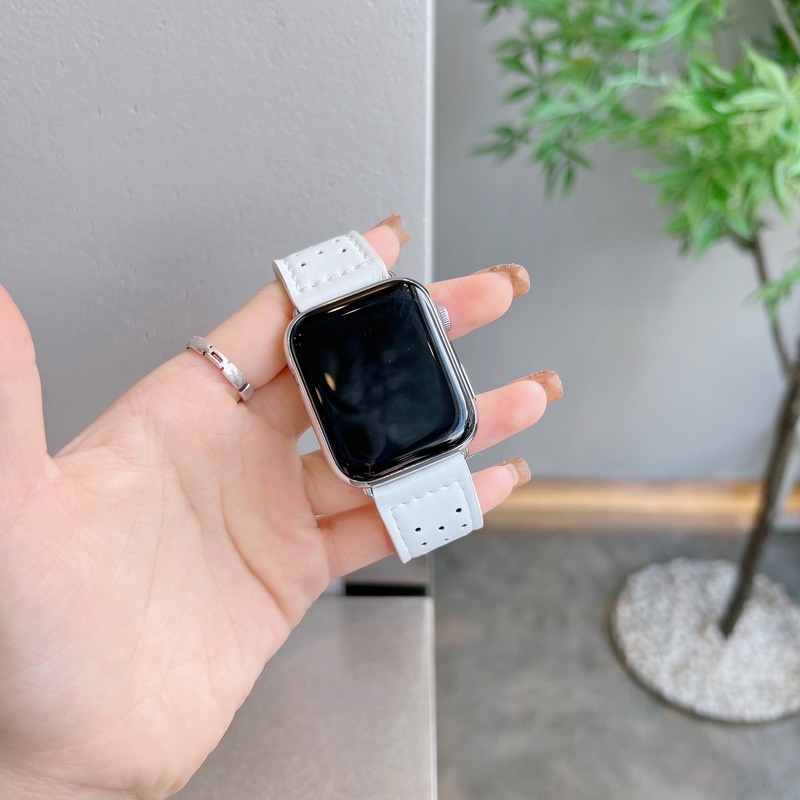 Dây Đeo Bằng Da Thật Mỏng Cho Đồng Hồ Thông Minh apple watch 7 41mm 45mm 38mm 42mm 40mm 44mm se 6 5 4 3 2 1