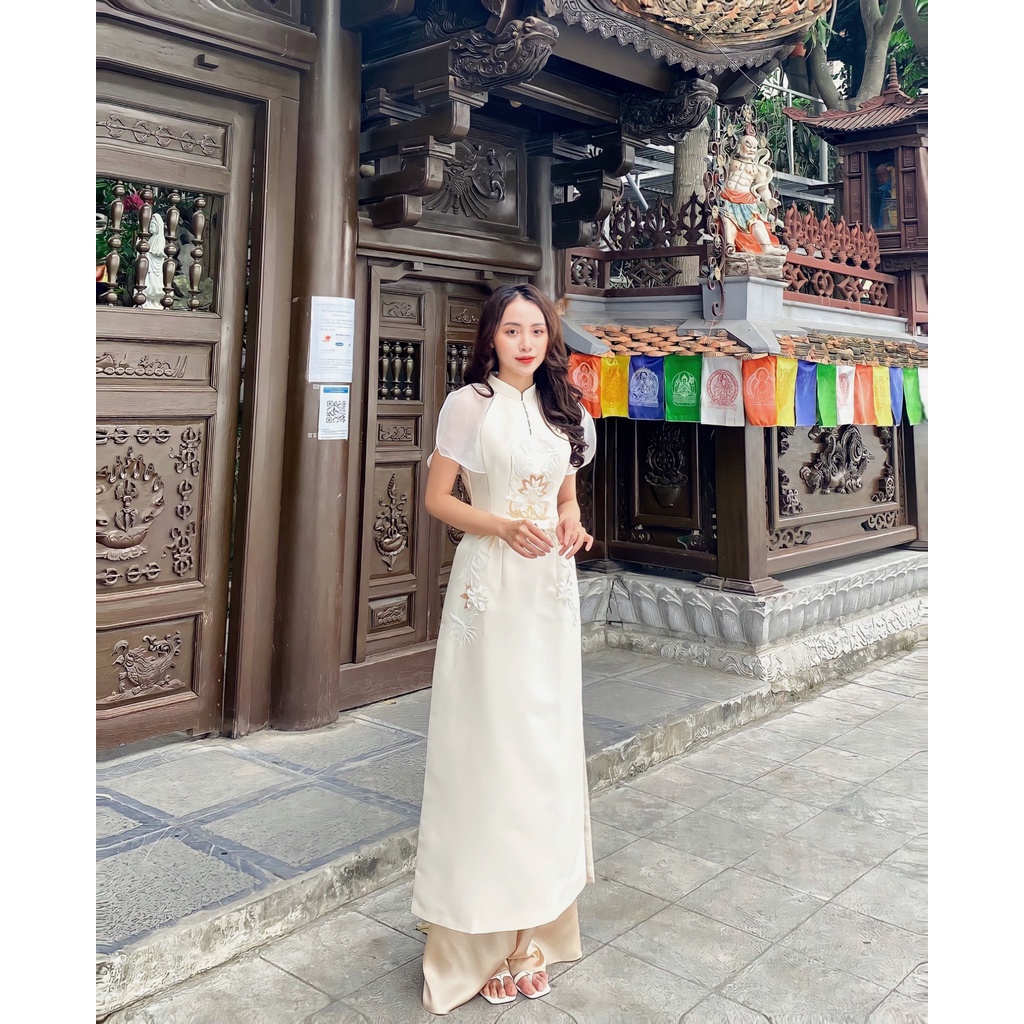 Áo dài cách tân La Rose vải Tafta cao câp MS07 .