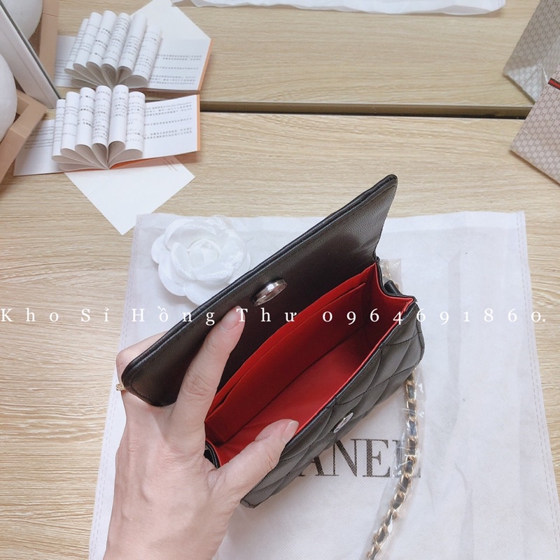 Túi Xách nữ quai ngọc CHA/NEL trần trám tag X đeo chéo size 16cmFreeship