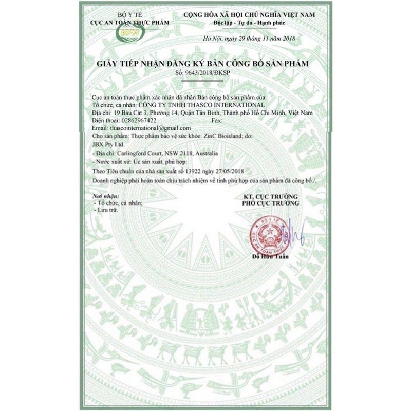 Bio island ZinC bổ sung Kẽm cho bé từ 1 tuổi, 120 viên nhai