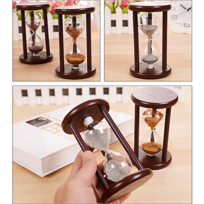 Đồng hồ cát khung gỗ để bàn - giao màu ngẫu nhiên