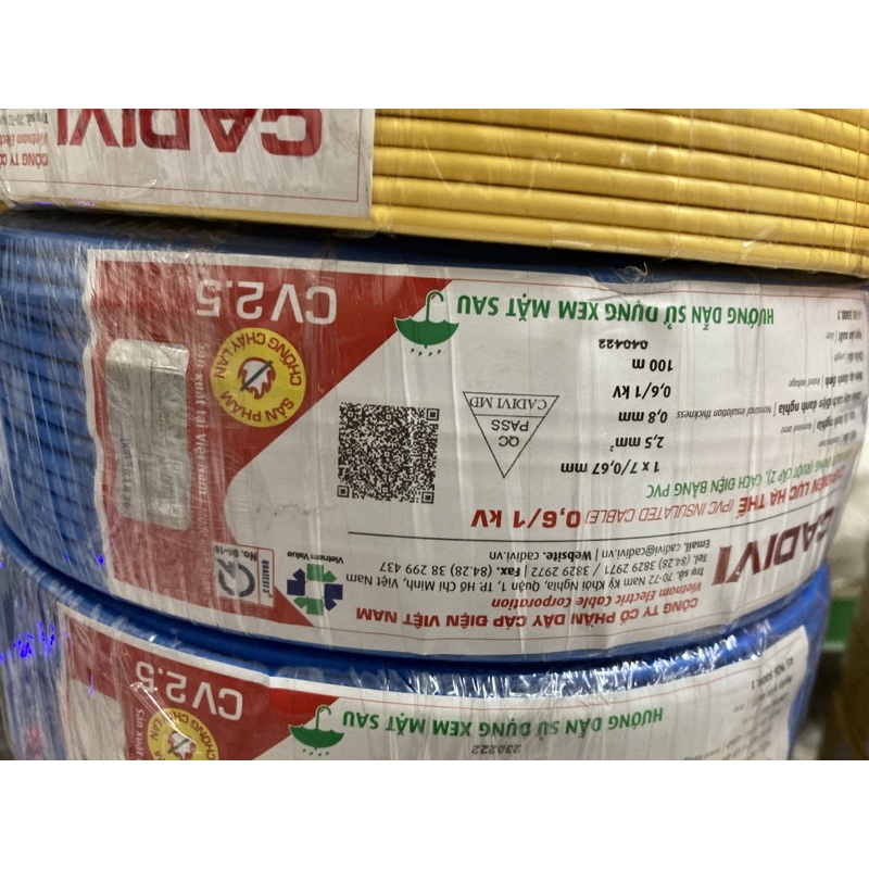 Cadivi dây điện Cadivi 2.5 đơn 7 sợi CV2.5 Cuộn 100 mét