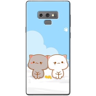 Ốp lưng Samsung Note 4, Note 5, Note 8, Note 9 Mèo mập nền xanh