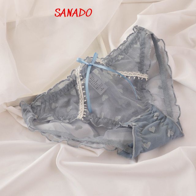 (QL04) quần lót nữ cao cấp quần chíp nữ ren lưới xuyên thấu viền bèo tim xinh - Sanado