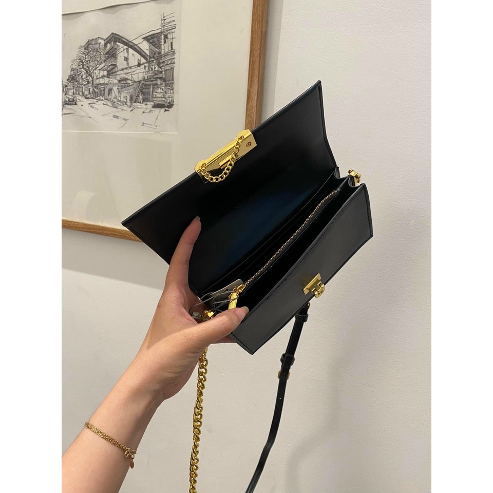 Túi xách nữ chữ C dáng clutch khóa nhọn nhiều ngăn đựng vừa điện thoại có dây đeo chéo