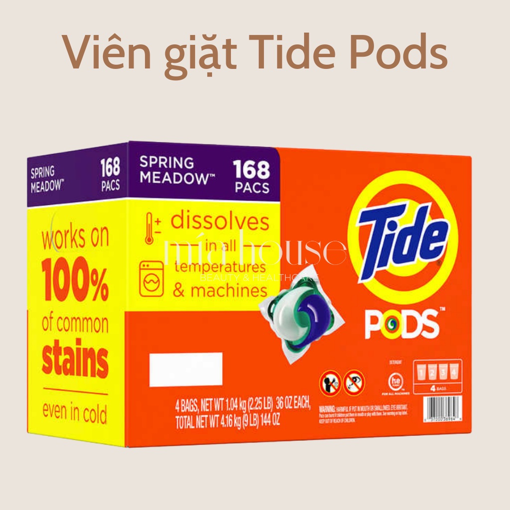 VIÊN GIẶT XẢ QUẦN ÁO TIDE PODS MỸ SIÊU TIẾT KIỆM (42v/bịch/967g)