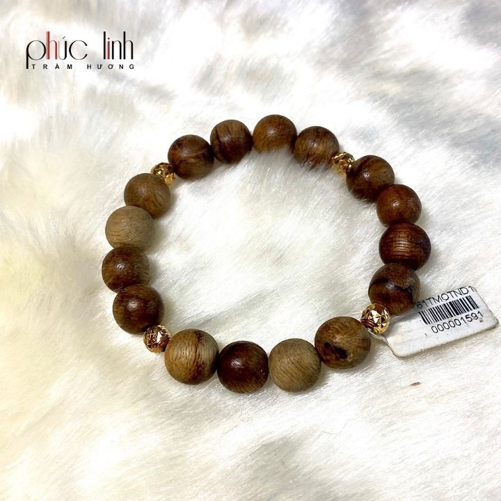 Vòng Đeo Tay Trầm Mix Hạt Vàng Phối Hạt Bi Vàng 4ly PHÚC LINH