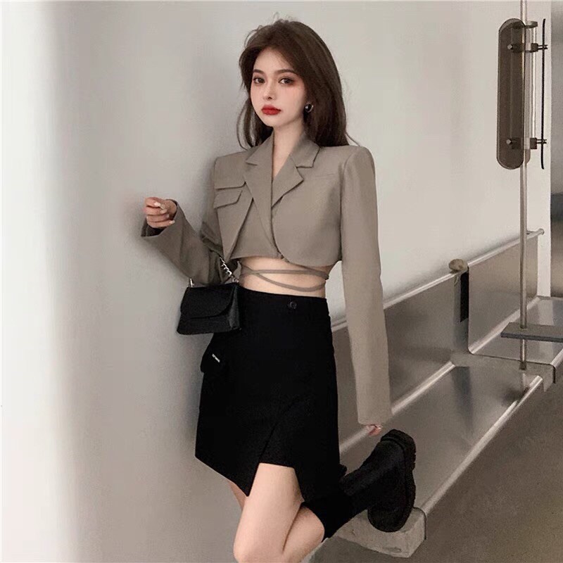 ÁO CROPTOP BLAZER 🎀 PHỐI QUẦN LỬNG ỐNG SUÔNG 🎀 THỜI TRANG THANH LỊCH | BigBuy360 - bigbuy360.vn