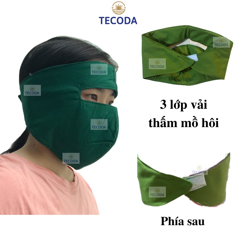Khẩu trang ninja trùm kín mặt che tai 3 lớp cotton màu lót nỉ chống nắng chống gió bụi dán sau gáy dùng khi chạy xe