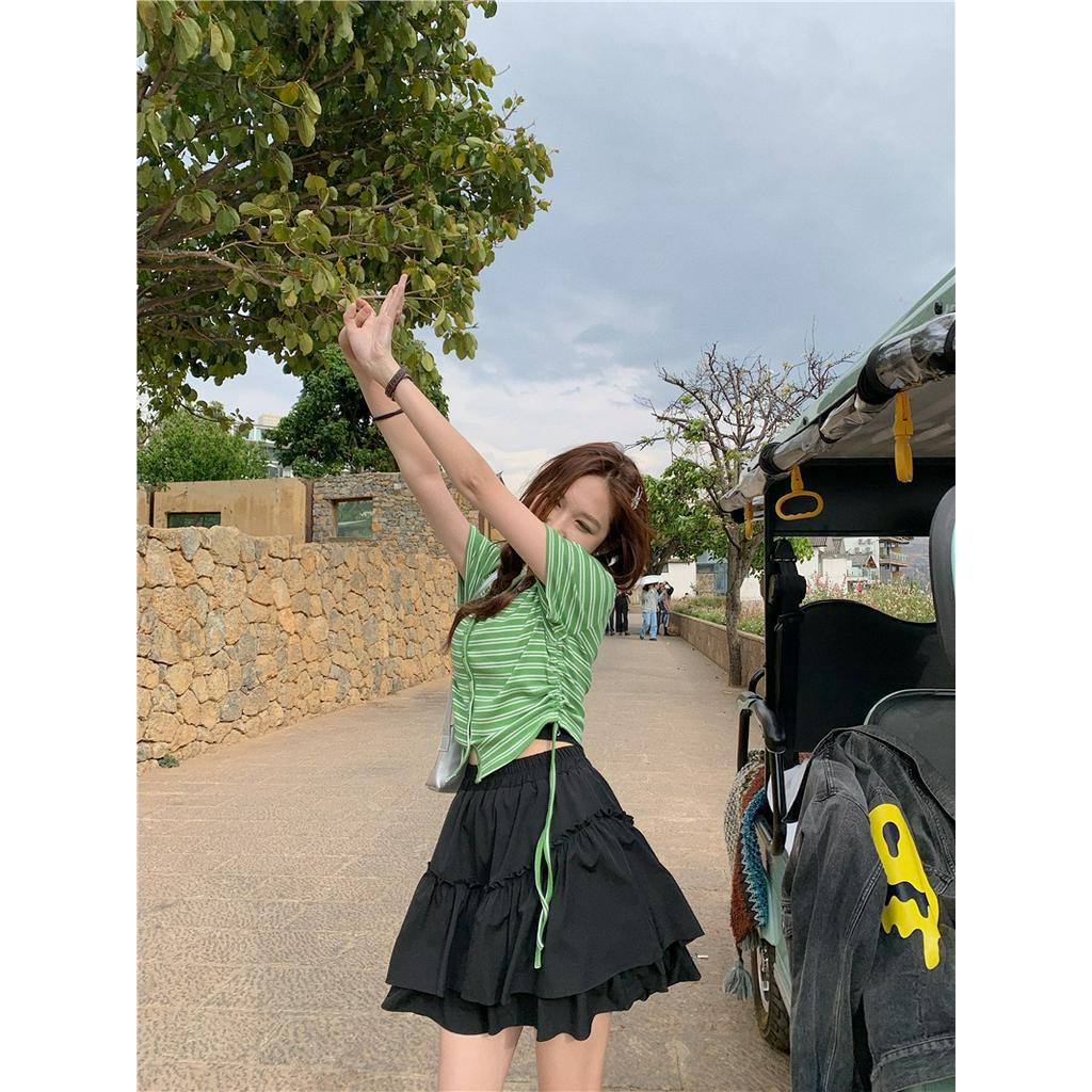 Áo Thun Ngắn Tay Cổ Chữ V Sọc Ngang Phong Cách Mới Dành Cho Mùa Hè 62790