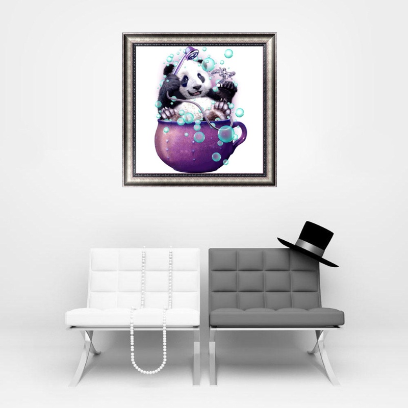 Tranh Thêu Chữ Thập Đính Đá Kim Cương 5D DIY Hình Vẽ Gấu Trúc