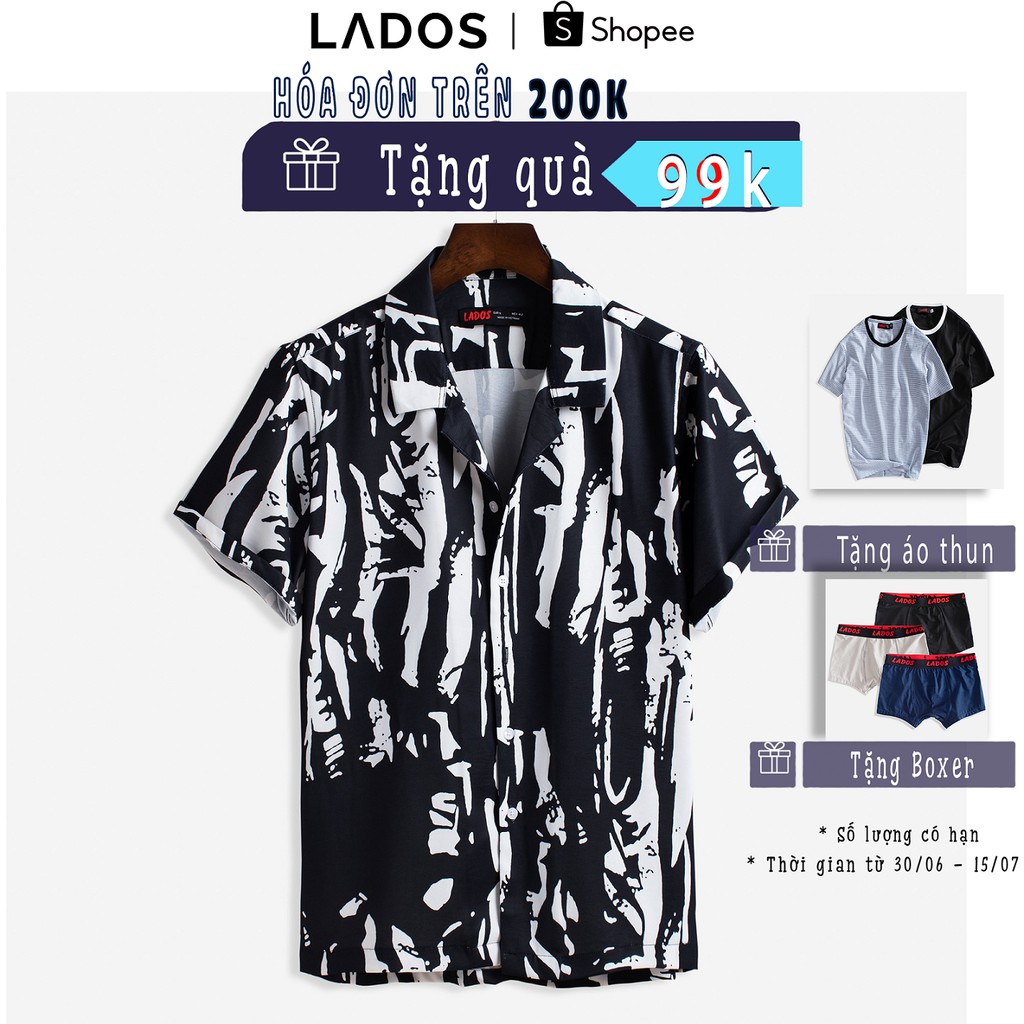 Áo sơ mi nam ngắn tay hoạ tiết chất mềm , form đẹp Lados - 8060 | BigBuy360 - bigbuy360.vn