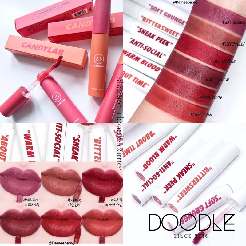 [Vỏ Mới 16,17,18] Son kem siêu lì CandyLab Creampop The Velvet Lip Color 18 màu (Có Sẵn)