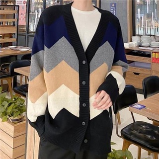 Áo len Cardigan Unisex kẻ sóng