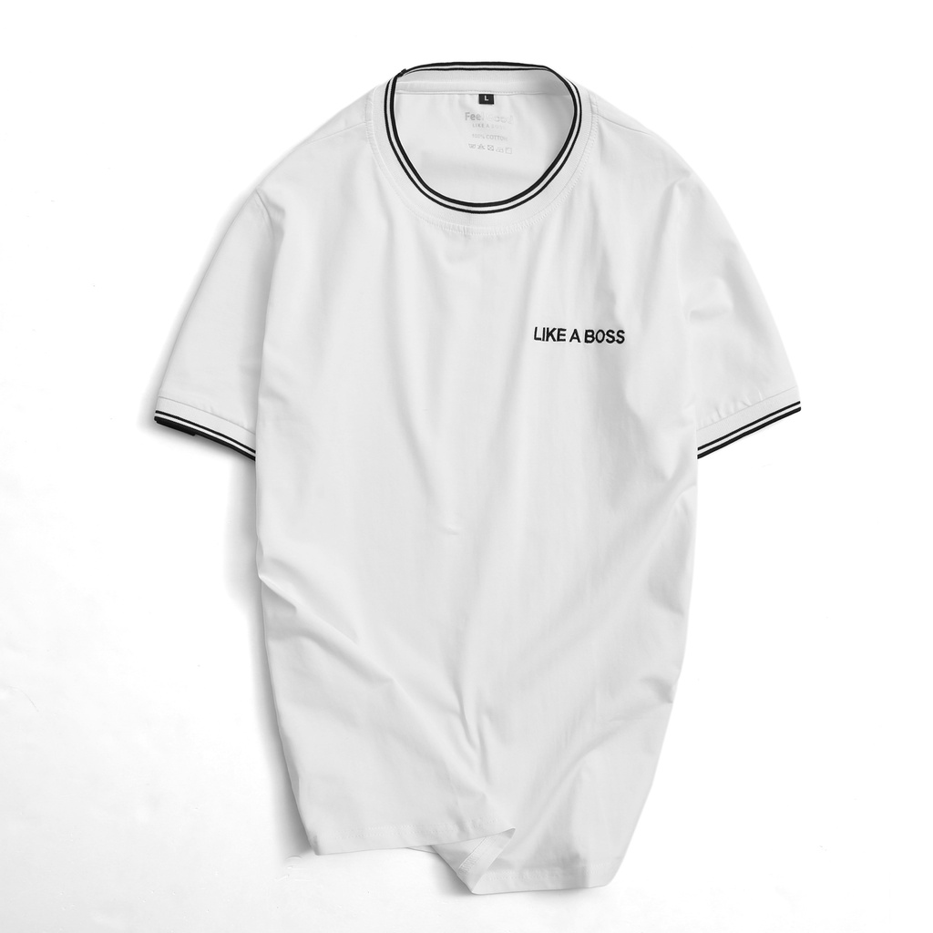 Áo thun Nam Feel Good Basic Tee  Bo Viền Cổ phông trơn tay ngắn form regular fit chất liệu cotton