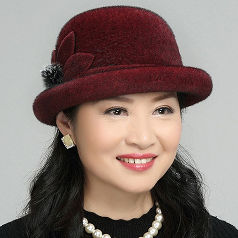 Nón Tai Bèo Phủ Lông Thú Thời Trang Thu Đông Mới Cho Phụ Nữ Trung Niên 60W