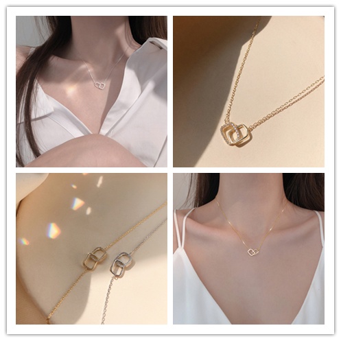 Vòng Cổ Choker Mặt Vuông Phong Cách Hàn Quốc Sang Trọng Đơn Giản Dành Cho Nữ