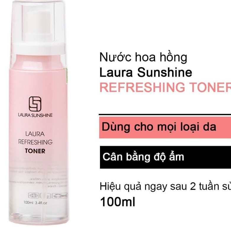 [CHÍNH HÃNG LAURA SUNSHINE] NƯỚC HOA HỒNG CÂN BẰNG ẨM CHO DA 100ML – NƯỚC HOA HỒNG LAURA SUNSHINE REFRESHING TONER 100ML