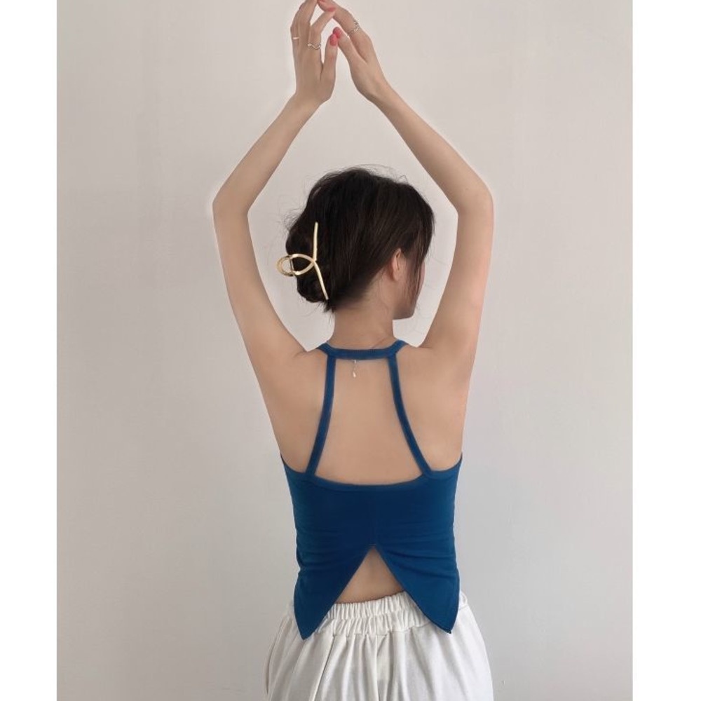 Ahoyeap Áo hai dây ngắn có đệm ngực thiết kế lưng đẹp quyến rũ thời trang mùa hè cho nữ