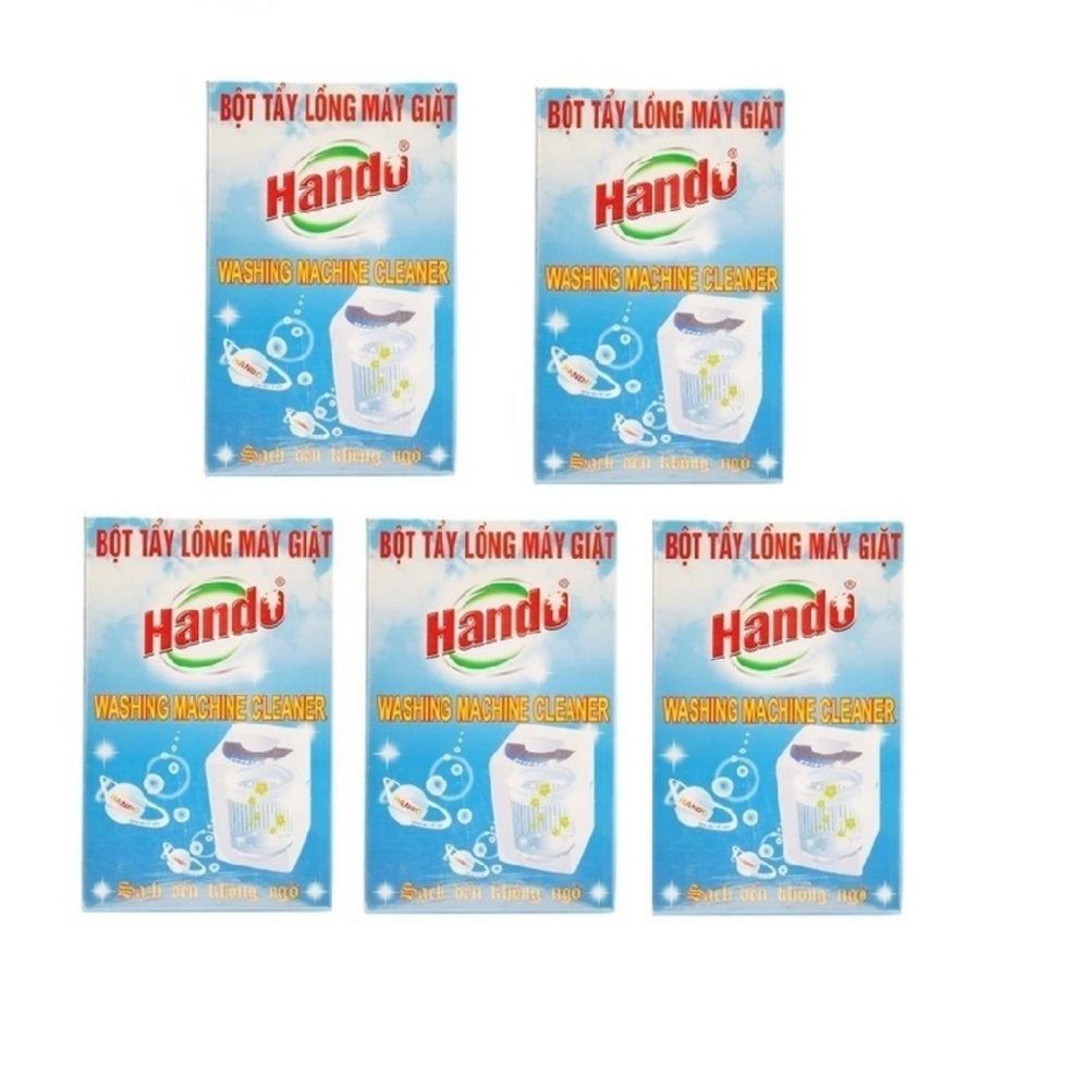 Bộ 5 hộp 10 gói bột vệ sinh tẩy lồng máy giặt Hando loại 100g/gói