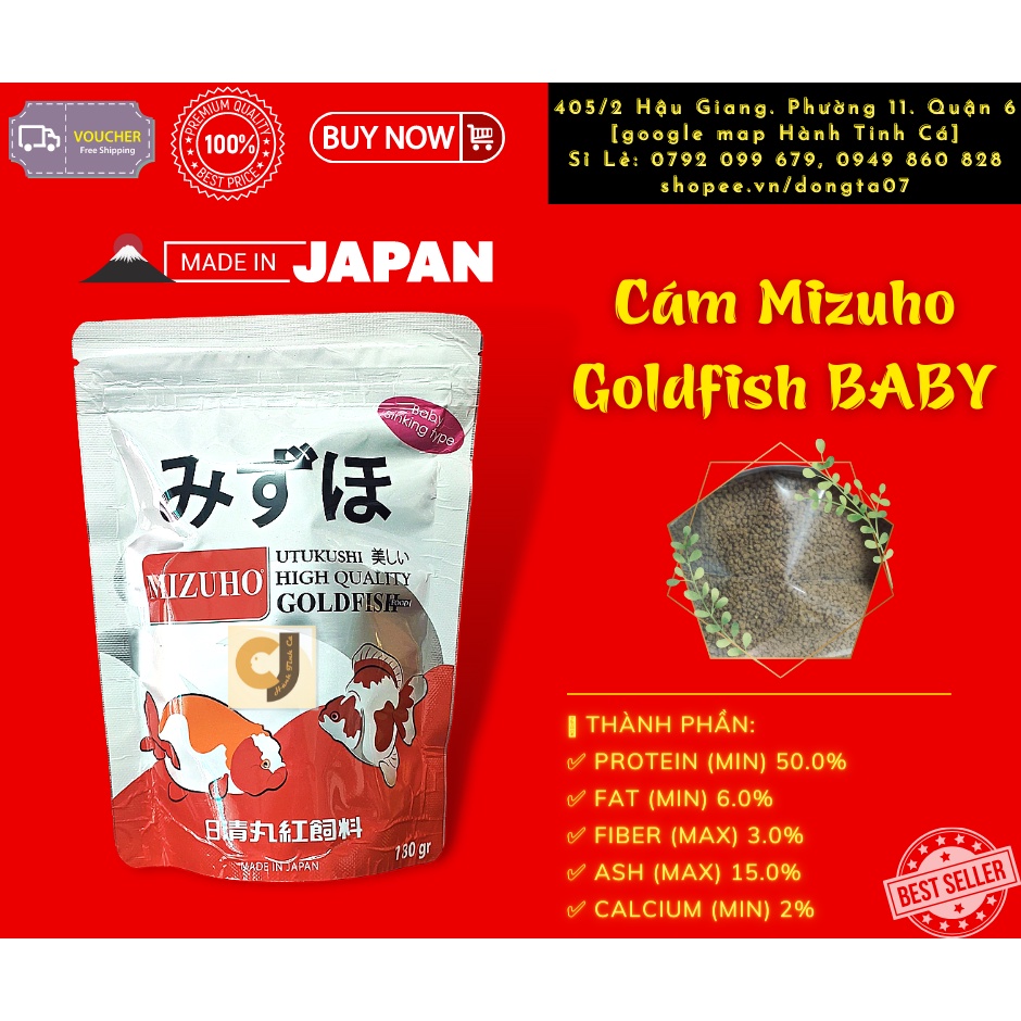 MIZUHO GOLDFISH BABY FOOD - Thức Ăn Tốt Nhất cho cá vàng, ranchu, ryukin, yanbao. Dòng mới dành cho cá baby [gói 180gram