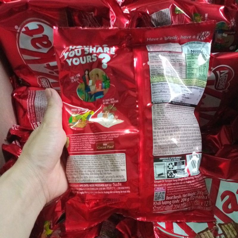 Bánh socola Kitkat Nestle' gói 12 thanh 17g
