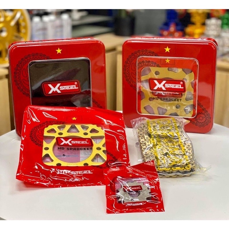 Bộ Nhông Sên Đĩa X1R Vàng Xe ex135/ex150/Winner/WinnerX/Sonic/Raider fi…..vv