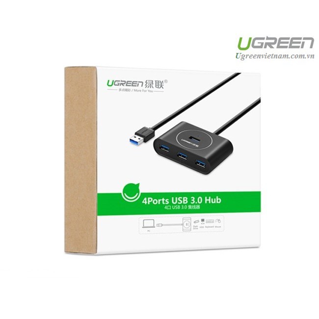 Hub USB 3.0 ra 4 cổng dài 30cm chính hãng Ugreen UG-20290 cao cấp