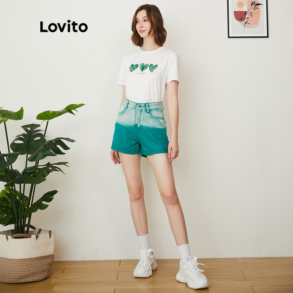 Lovito Áo thun trơn cơ bản thông thường Heartshape L24AD099 (Trắng)