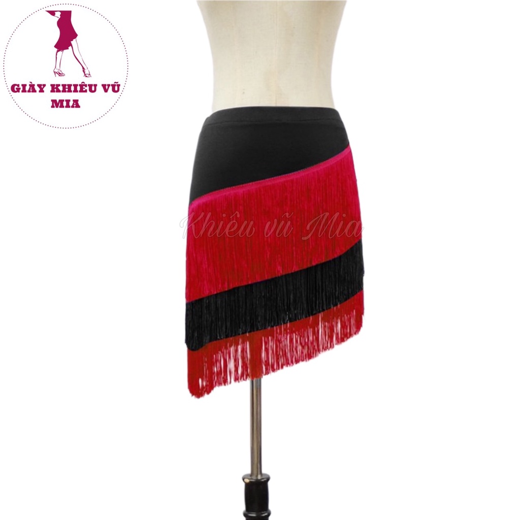 Chân Váy Khiêu Vũ Tua Rua 3 Tầng Lệch Bên
