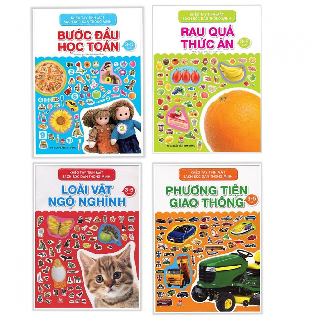 Sách Kim Đông - Combo Khéo tay tinh mắt bóc dán thông minh dành cho trẻ từ 3-5 tuổi ( Bộ 4 cuốn)