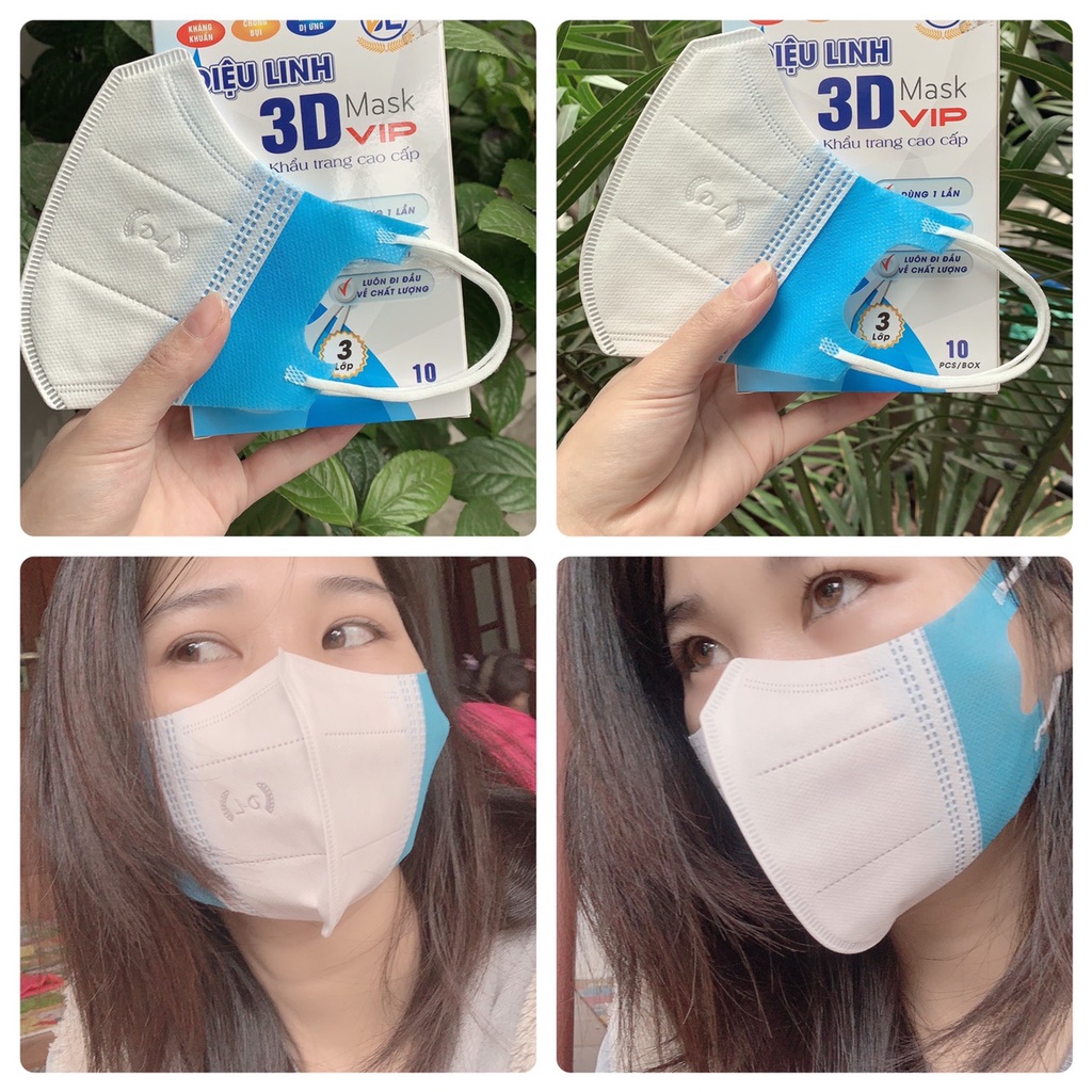 [Hộp 10 chiếc] Khẩu Trang 5D mask Diệu Linh Kháng Khuẩn thiết kế gọn nhẹ dễ sử dụng hàng chính hãng