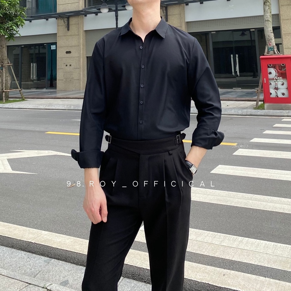 Áo sơ mi nam trơn dài tay, chuẩn form chất vải lụa không nhăn không xù cao cấp