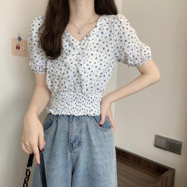 Áo Sơ Mi Ngắn Tay Họa Tiết Hoa Thời Trang Cho Nữ áo croptop JL-TX-196