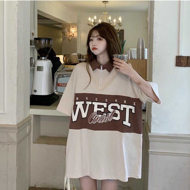 Áo Polo Freesize Nam Nữ West Coast Phối Nâu