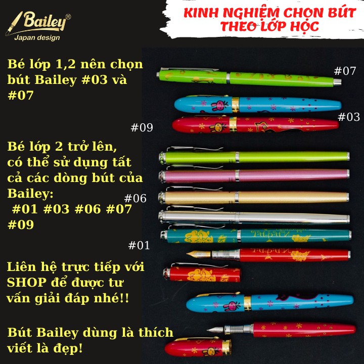 Ngòi bút máy chuyên luyện thi viết chữ đẹp Bailey