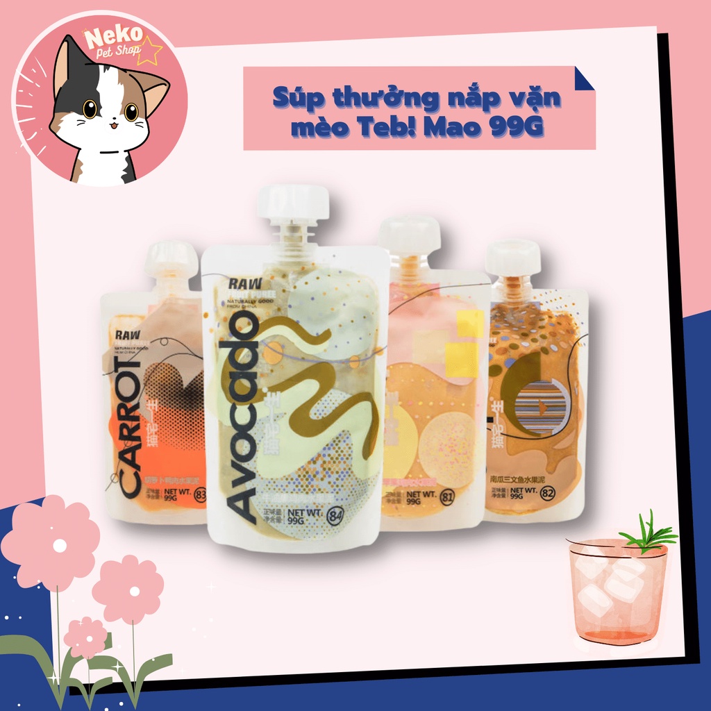 SÚP THƯỞNG TEB! DÒNG MAO 80G CHO MÈO RAW FRUIT PUREE NATURALLY
