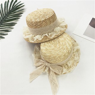 💖Mũ Cói Đi Biển Phối Ren Phong Cách Thời Trang Hàn Quốc👒Mũ Cói Chống Nắng Thắt Nơ Phong Cách Thời Trang Xuân Hè Dễ Phối Đồ Dành Cho Mẹ Và Bé