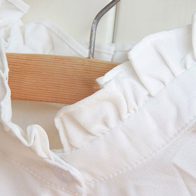 Cổ áo giả bằng vải voan viền cong màu trắng phong cách Hàn Quốc cho nữ | BigBuy360 - bigbuy360.vn